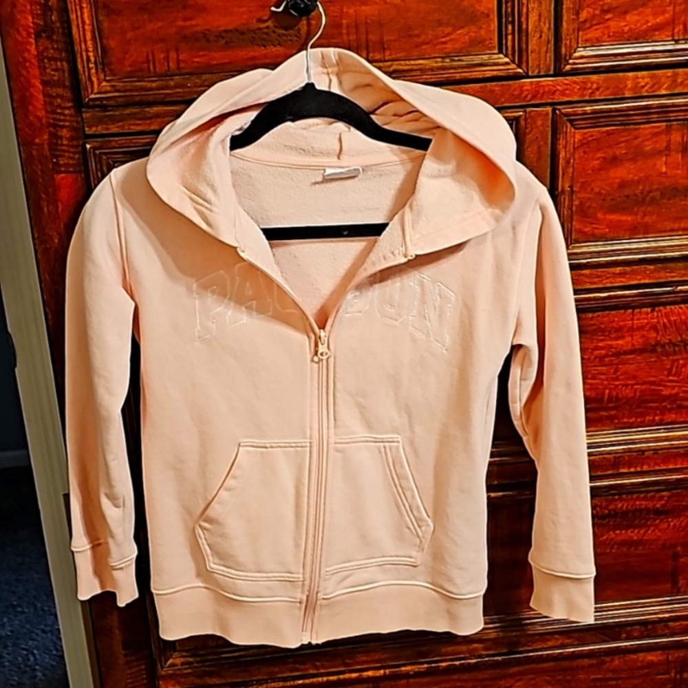 Pacsun Girls Pink Hooded Zip-Up Sweatshirt Size large (10)